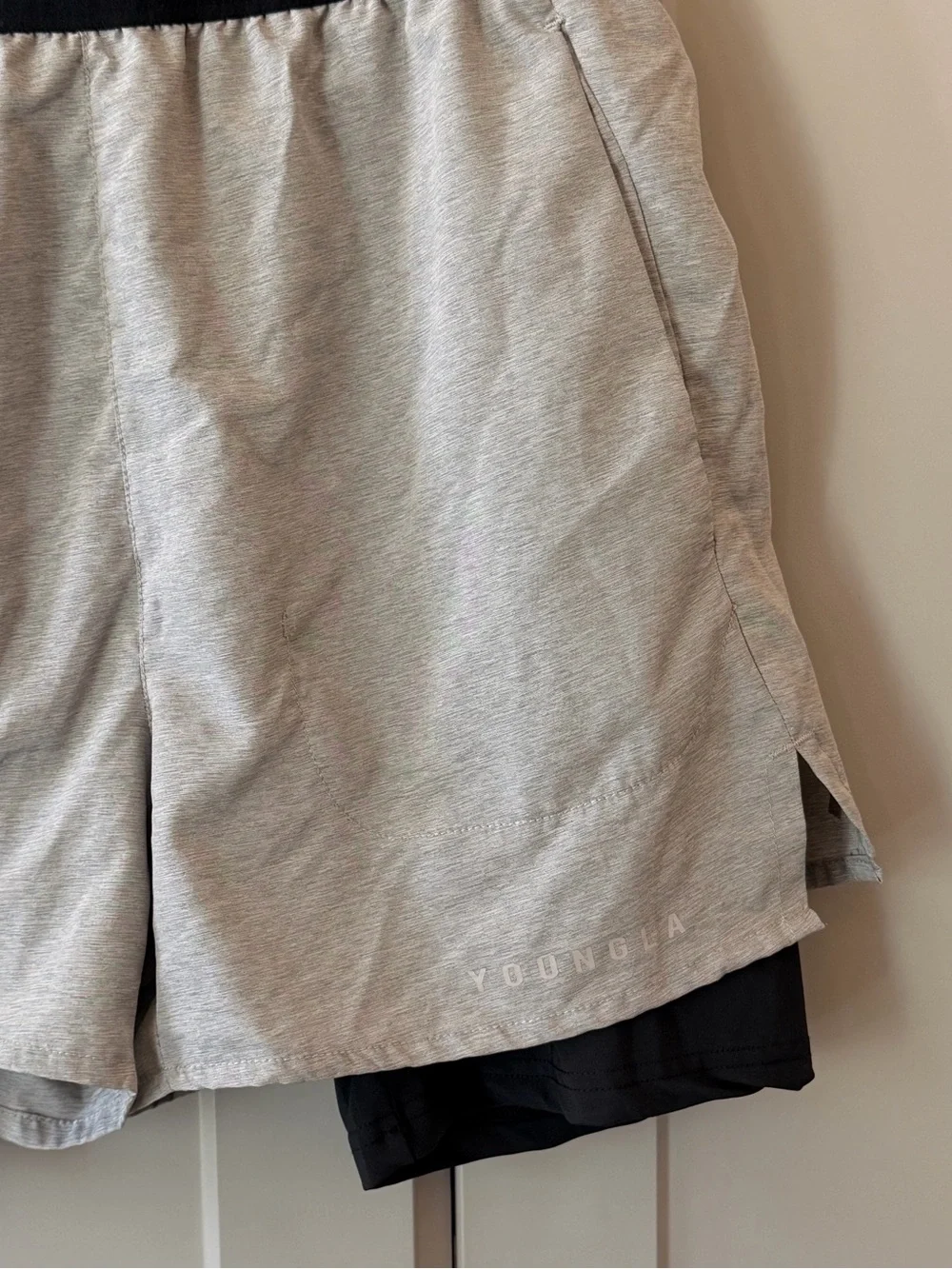 YoungLA 105 Compression Shorts 2.0 Light Grey Black 2-in-1 Men’s Medium